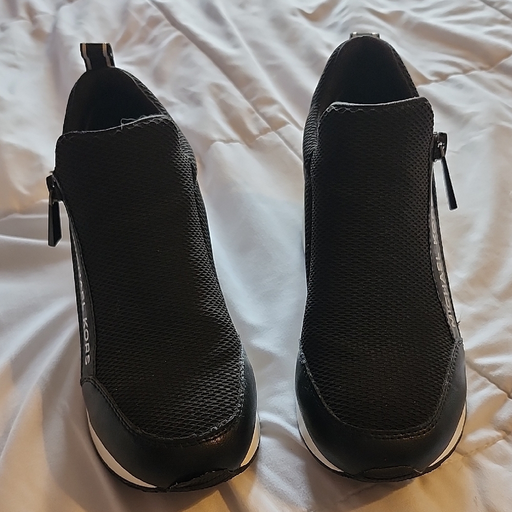 Michael Kors Black Slip-On Sneakers with Side Zipper